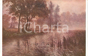 Cartolina originale da collezione 1925 ca Albert-Gabriel RIGOLOT - Lever de soleil en automne *Cartolina postale 1