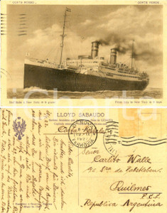 Cartolina originale da collezione 1923 GENOVA LLOYD SABAUDO Transatlantico CONTE VERDE *Cartolina FP VG 1