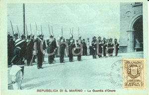 Cartolina originale da collezione 1918 REPUBBLICA DI SAN MARINO La Guardia d'onore *Cartolina FP VG ANIMATA 1