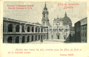 Cartolina originale da collezione 1902 LORETO AN Veduta della piazza del SANTUARIO Cartolina postale FP VG 1