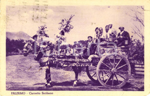 Cartolina originale da collezione 1939 PALERMO Tipico carretto siciliano Cartolina postale animata FP VG 1