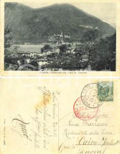 Cartolina originale da collezione 1917 PORTO CERESIO (VA) Panorama con vista di MORCOTE *Cartolina postale FP VG 1