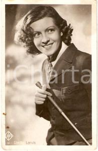 Cartolina originale da collezione 1935 ca CINEMA Lisette LANVIN Ritratto con frustino da equitazione Cartolina FP 1