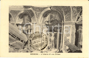 Cartolina originale da collezione 1908 MESSINA TERREMOTO Interno di una Chiesa in macerie *Cartolina FP NV 1