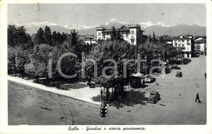 Cartolina originale da collezione 1930 ca BIELLA Veduta dei giardini pubblici cittadini *Cartolina ANIMATA FP VG 1