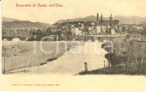 Cartolina originale da collezione 1900 ca OVADA AL Panorama con chiesa Nostra SIGNORA ASSUNTA dal fiume ORBA FP 1
