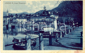 Cartolina originale da collezione 1925 ca LAVENO MOMBELLO VA Lago MAGGIORE Veduta del lungolago con barche FP 1