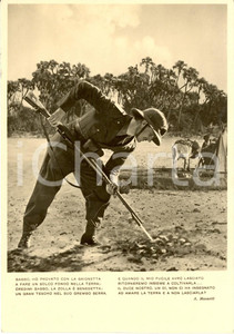 Cartolina originale da collezione 1928 Propaganda coloniale Legionario dissoda la terra con baionetta Cartolina FG 1