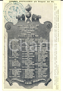 Cartolina originale da collezione 1905 Cartolina 4Â° Reggimento GENOVA CAVALLERIA Vittorio MANASSERO DI COSTIGLIOLE 1