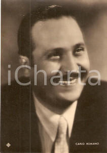 Cartolina originale da collezione 1940 ca CINEMA Attore Carlo ROMANO Ritratto Fotografia seriale ASER 1