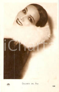 Cartolina originale da collezione 1930 ca CINEMA Dolores DEL RIO Ritratto con collare in pelliccia Cartolina FP 1