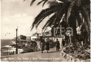 Cartolina originale da collezione 1957 GENOVA NERVI Passeggiata  a mare ANIMATA *Cartolina FG VG 1