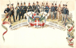 Cartolina originale da collezione 1900 ca BRIGATA ACQUI 18° Reggimento Fanteria Cartolina ILLUSTRATA 1