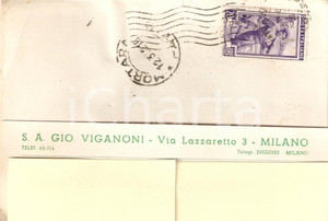 Cartolina originale da collezione 1952 MILANO SocietÃ  Giovanni VIGANONI *Cartolina Commerciale 1