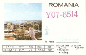 Cartolina originale da collezione 1976 CRAIOVA ROMANIA Radio Club Cartolina QSL ILLUSTRATA 1