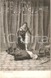 Cartolina originale da collezione 1900 ca TEATRO TOSCA Atto II Or gli perdono *Cartolina FP NV 1