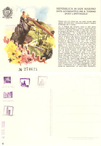 Cartolina originale da collezione 1956 REPUBBLICA SAN MARINO La Rocca  Cartolina ILLUSTRATA 1
