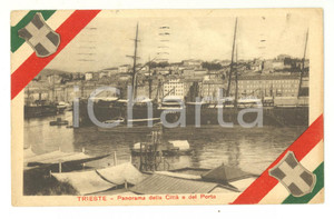 Cartolina originale da collezione 1926 Trieste - Veduta del Porto e Piroscafi a vela 1
