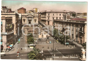 Cartolina originale da collezione 1960 CATANIA Piazza Stesicaro RAGAZZA DELLA SALINA Il Tempo ANIMATA FG VG 1