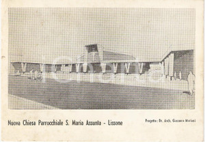 Cartolina originale da collezione 1965 LISSONE MI Progetto CHIESA S.MARIA ASSUNTA Arch. GIACOMO MARIANI FG VG 1