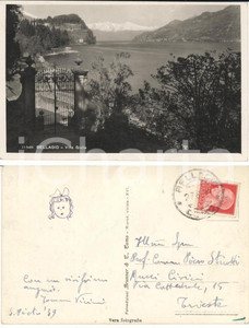 Autografo originale 1939 BELLAGIO CO Villa GIULIA Cartolina Tommaso VICINI Autografo FP VG 1