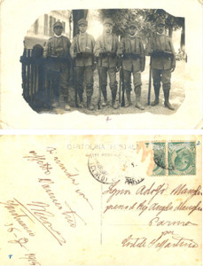 Fotografia d epoca originale 1915 Provincia di CUNEO Militari di fanteria posano presso santuario Foto 1