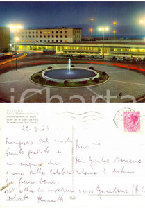 Cartolina originale da collezione 1974 MESSINA Piazza Stazione in notturna Cartolina don Domenico CRUCITTI FG VG 1