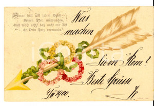 Autografo originale 1900 INNSBRUCK Cartolina a Leontina GIACOBAZZI VISTARINO con freccia fiorita 1