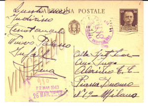 Documento originale, autentico 1943 SIENA Lavori nuovo Palazzo INFAIL Cartolina Angelo CESCOT a ditta ALAIMO 1