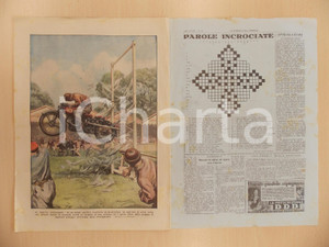 Giornale, rivista storica 1935 DOMENICA DEL CORRIERE Motociclista infrange lastra di cristallo a LONDRA 1