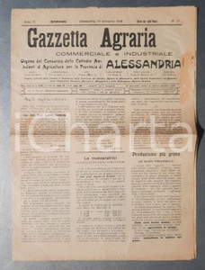 Giornale, rivista storica 1918 ALESSANDRIA Gazzetta Agraria Anno II n°17 Nuovo direttore Ilario ZANNONI 1