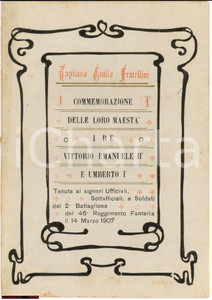 Libro, pubblicazione d epoca 1907 Giulio FRATELLINI Commemorazione Vittorio Emanuele II e Umberto I Libretto 1