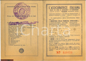 Oggetto da collezione cartaceo 1949 TESSERA ASSICURAZIONE SCUOLA BONECCHI RHO 1
