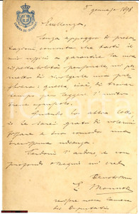 Autografo originale 1898 Enrico MONNOSI non chiede presentazioni  LETTERA AUTOGRAFO 1