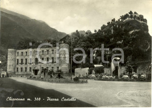 Cartolina originale da collezione 1957 CHIAVENNA SO Piazza CASTELLO con parco botanico PARADISO Cartolina FG VG 1