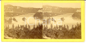 Fotografia d epoca originale 1880 Neuhausen am Rheinfall CH SCIAFFUSA Cascate sul Reno Stereoscopica 18x9 1