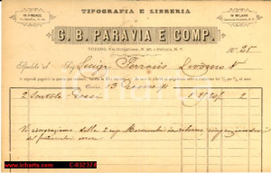 Documento originale, autentico 1871 TORINO Tipografia G.B. PARAVIA E COMP. Torino  fattura 1