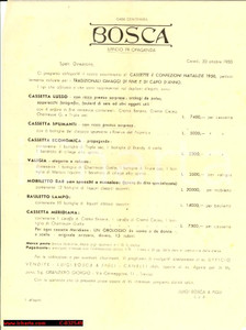 Materiale pubblicitario d’epoca 1950 CANELLI (AT) Casa Centenaria Luigi BOSCA - Cassette e confezioni natalizie 1