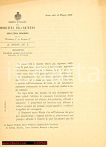 Documento originale, autentico 1883 ROMA Ministero Interno bestiame esportato Svizzera 1