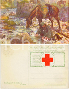 Cartolina originale da collezione 1935 ca CROCE ROSSA Cavalleggero ferito su NATISONE Tommaso CASCELLA *Cartolina 1