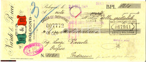 Documento originale, autentico 1924 CAMBIALE PUBBLICITARIA NARDI E RICCI BOLOGNA 1