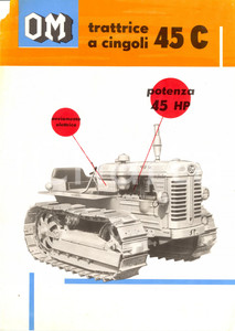 Materiale pubblicitario d’epoca 1955 ca BRESCIA OFFICINE MECCANICHE Trattrice a cingoli 45 C 45 HP Pubblicità  1