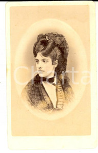 Fotografia d'epoca originale 1870 ca GENOVA Ritratto di donna con velo di pizzo *Fotografia GIULIO ROSSI 1