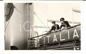 Fotografia d'epoca originale 1944 HOME LINES M.V. ITALIA Comandante Ugo CHINCA sul ponte *Fotografia FP 1