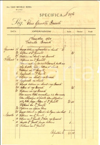 Documento originale, autentico 1930 MILANO Conto dell avvocato Gian Michele SESSA per Elena GIMELLI BERARDI 1