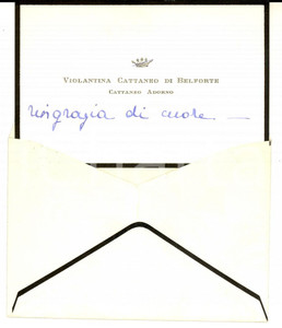 Autografo originale 1963 GENOVA  Biglietto di Violantina CATTANEO ADORNO DI BELFORTE  *Autografo 1