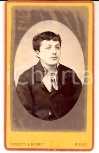 Fotografia d'epoca originale 1880 ca BIELLA Ritratto di adolescente con foulard *Foto ROSSETTI & BORRO 1