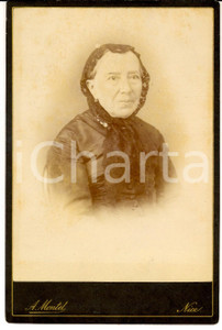 Fotografia d'epoca originale 1890 ca NICE (F) Ritratto di anziana donna con velo di pizzo nero *Foto MONTEL 1