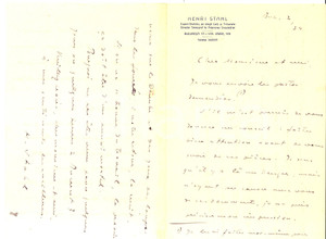 Autografo originale 1934 BUCAREST Henri STAHL racconta del suo nuovo lavoro *Lettera autografa 1