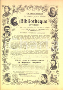 Materiale pubblicitario d’epoca 1900 ca PARIS Collezione BIBLIOTHEQUE LITTERAIRE Pubblicitario ILLUSTRATO 1